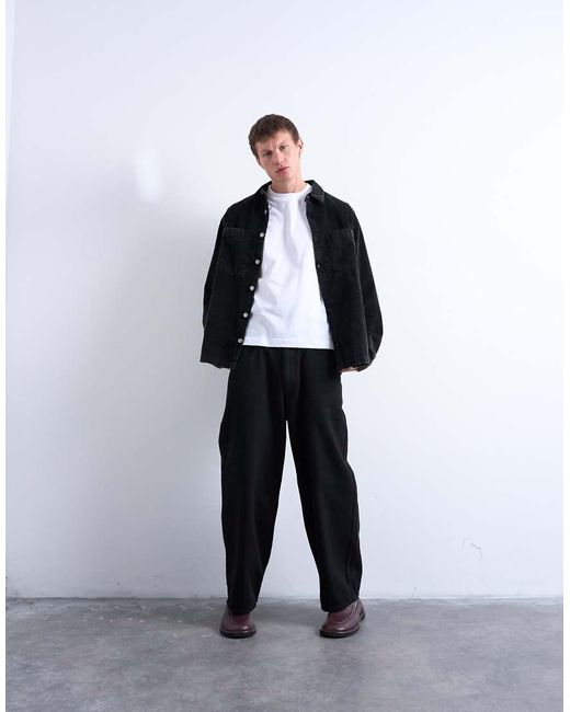 Topman Blue Washed Cord Overshirt for men