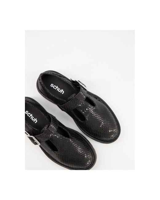 Zapatos planos negros efecto serpiente estilo merceditas con suela gruesa  lani Schuh de color Negro | Lyst