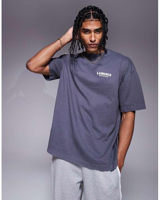 River Island Purple Oversized T-shirt With Luminis Back Print for men