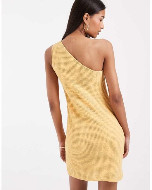 Vero Moda Orange One Shoulder Crochet Mini Dress
