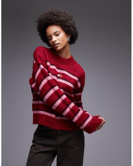 Jersey Y Rosa A Rayas Con Parche De Punto Mullido De Tommy Hilfiger de color Red