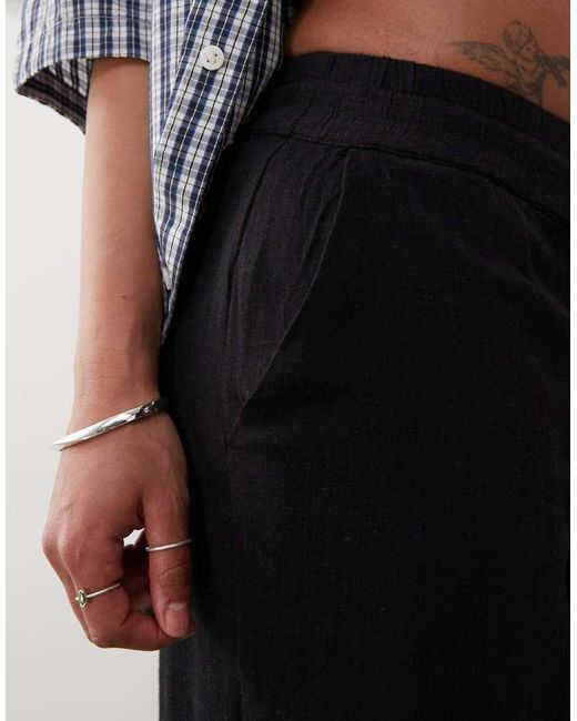 Noisy May Black Loose Fit Linen Mix Trouser