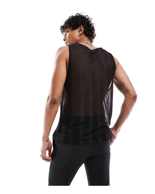 ASOS Black Scoop Neck Singlet for men