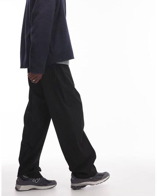 Topman Broek Met Wijde Pijpen En Elastische Taille in het Blue voor heren