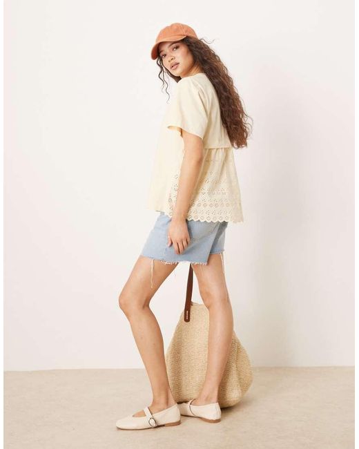 ASOS White Oversized T-Shirt With Broderie Back Detail
