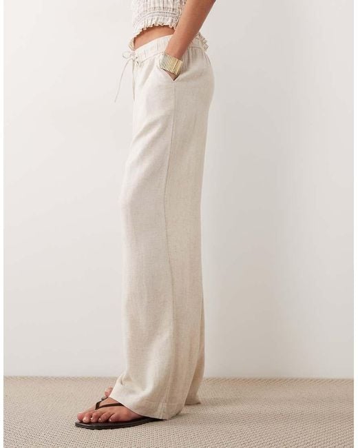 New Look Natural Linen Blend Wide Leg Trousers