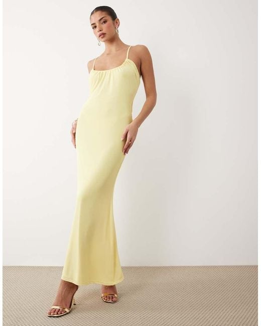 ASOS Natural Strappy Mesh Cami Style Maxi Dress