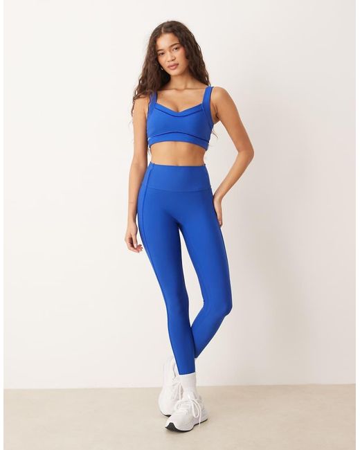 Abercrombie & Fitch Blue Ypb Velvet Tape Sports Bra Co-ord