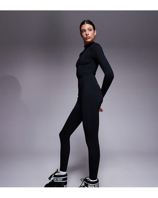 ASOS 4505 Ski & Snow Blue Asos 4505 Tall Ski Thermal Fleece Back Base Layer Long Sleeve Unitard With Sweat Wicking