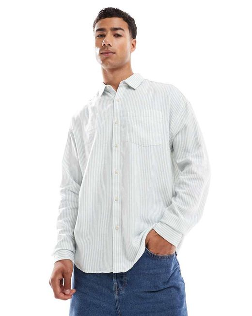 New Look White Long Sleeve Linen Look Shirt for men