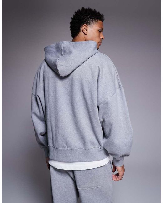 ASOS Gray Premium Heavyweight Extreme Oversized Zip Through Hoodie for men