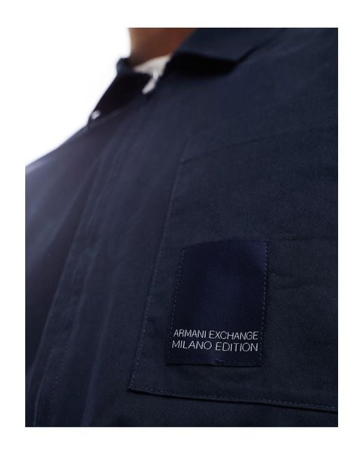 Armani Exchange – locker geschnittene hemdjacke in Blue für Herren