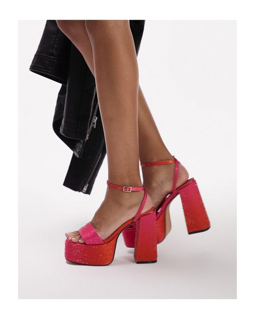 TOPSHOP Sutton Chunky Two Part Platform in Red | Lyst
