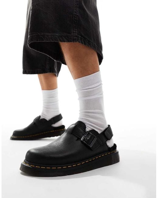 Dr. Martens Black Jorge Ii Fur Lined Mules for men