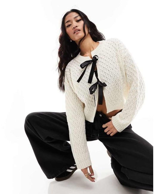 Miss Selfridge Black Bow Tie Detail Cardigan