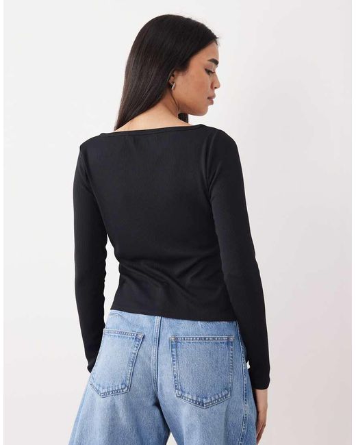 Abercrombie & Fitch Blue Long Sleeve Button Through Top
