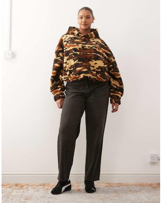 Collusion Brown Plus Camo Borg Hoodie