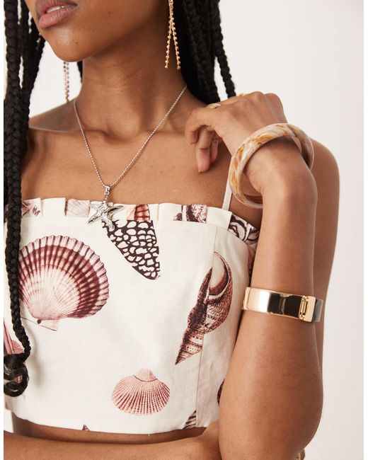 Forever New Natural Seashell Print Bandeau Top Co-ord