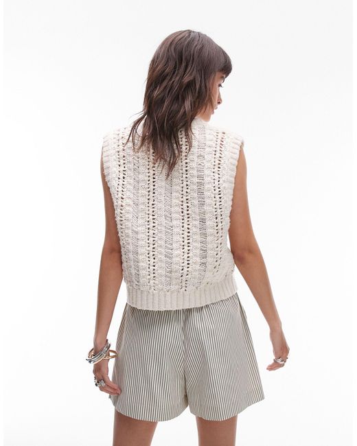 TOPSHOP White Knitted Stitch Detail Tank