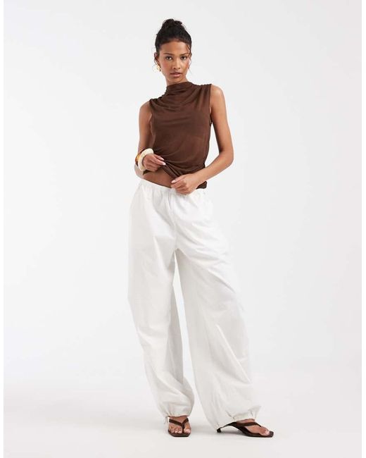 & Other Stories Brown Sheer Draped Sleeveless Top
