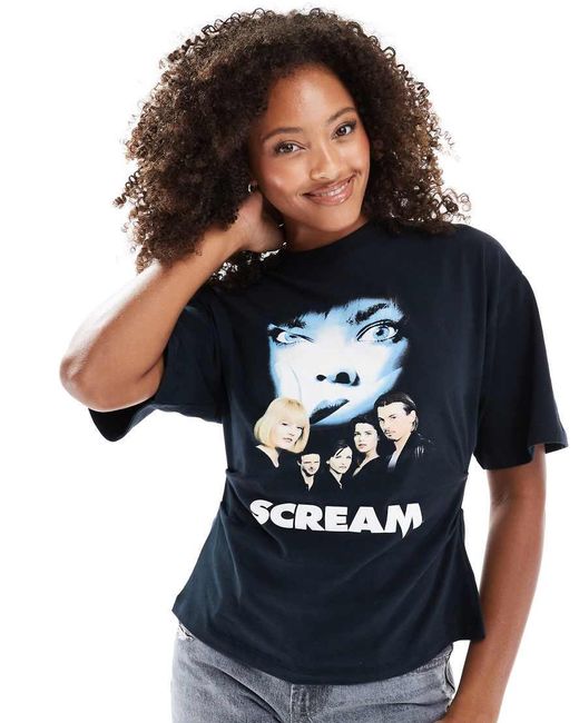 ASOS Blue Corset Waist T-shirt With Scream Licence Graphic