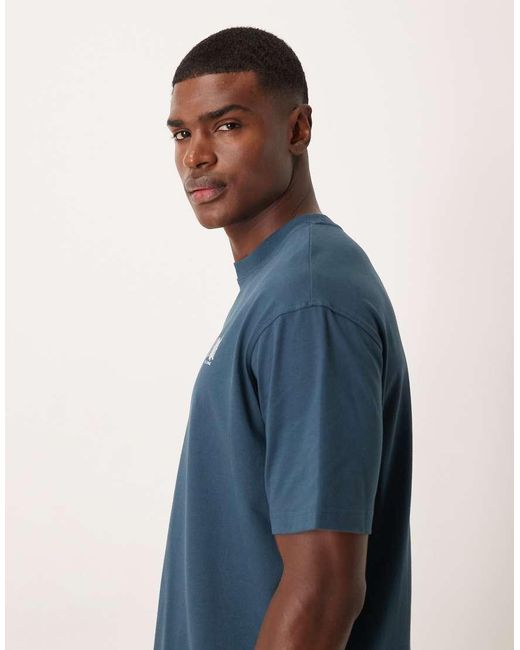 SELECTED Blue Heavyweight T-shirt With Graphic With for men