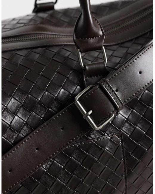 ASOS Black Embossed Weave Holdall Bag for men