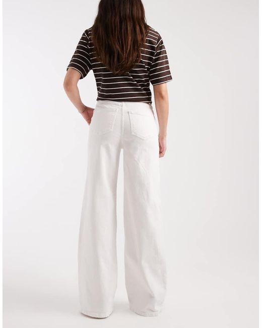 Pieces White Selma High Waisted Wide Leg Jeans