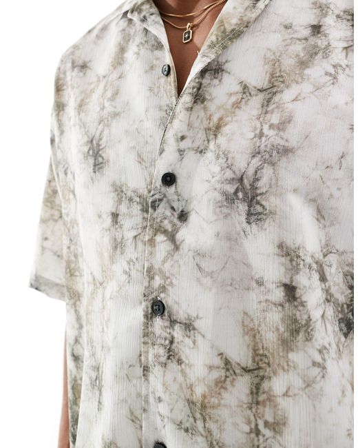 Chemise à imprimé flouté Pull&Bear pour homme en coloris White