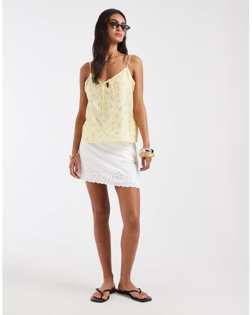 Pieces Natural Tie Front Cami Top