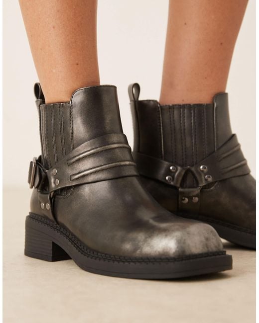 Glamorous Black Harness Low Ankle Boots