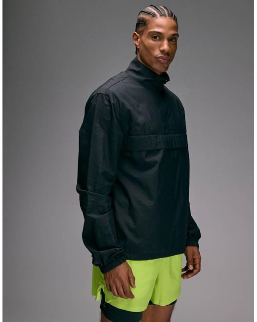 4505 Gray Ultra Lightweight 1/4 Zip Running Windbreaker With Front Pocket for men