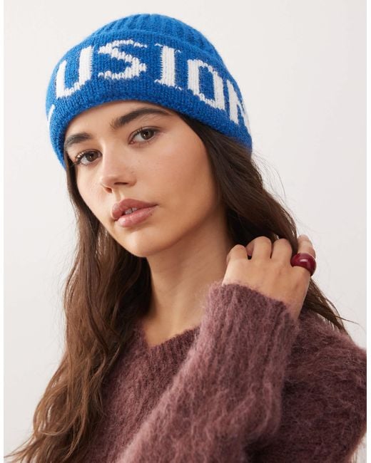 Collusion Blue Fluffy Logo Beanie