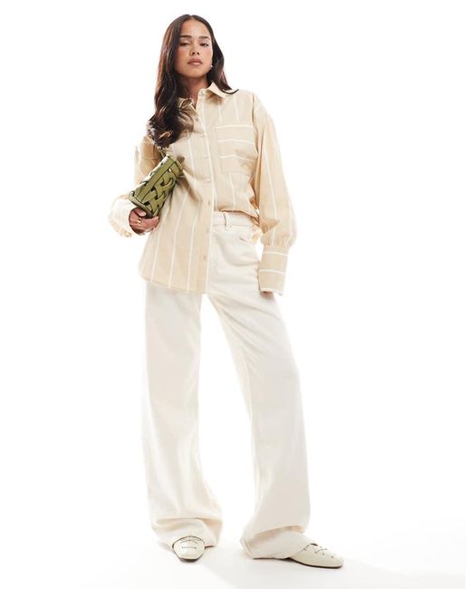 ASOS Oversized Gestreept Overhemd in het Natural