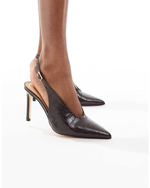 SEQWL White Petunia High Vamp Slingback Court Shoes