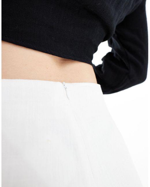 SELECTED White Femme Linen Touch Skirt