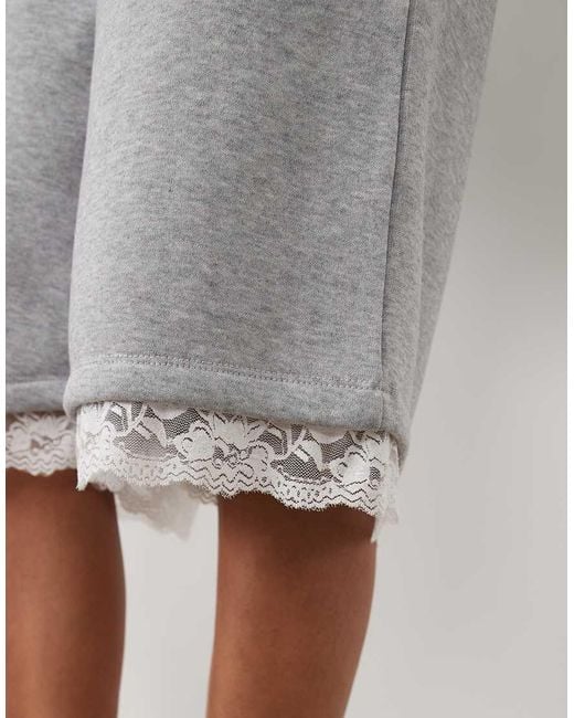 ASOS Gray Jersey Shorts With Lace Trim