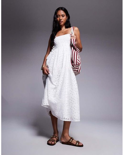 River Island Purple Broderie Baby Doll Maxi Dress