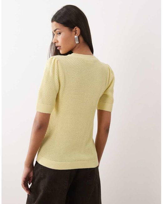 Vila Natural Textured Cotton Knit Top