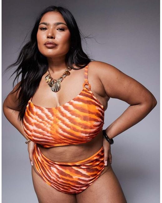 ASOS Orange Asos Design Curve Charlie Bikini Top With Hidden Underwire