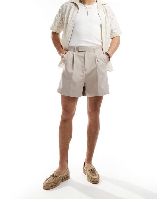 ASOS Natural Smart Cropped Bermuda Shorts for men
