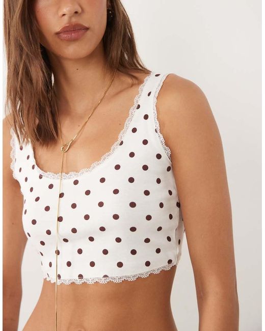 Miss Selfridge Brown Bralet Top With Lace Trim