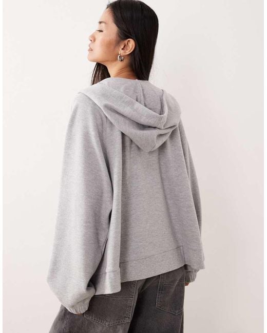 Sudadera Gris Jaspeado Extragrande Con Capucha, Cremallera Y Mangas Raglán De Tejido Muy Suave De ASOS de color Gray