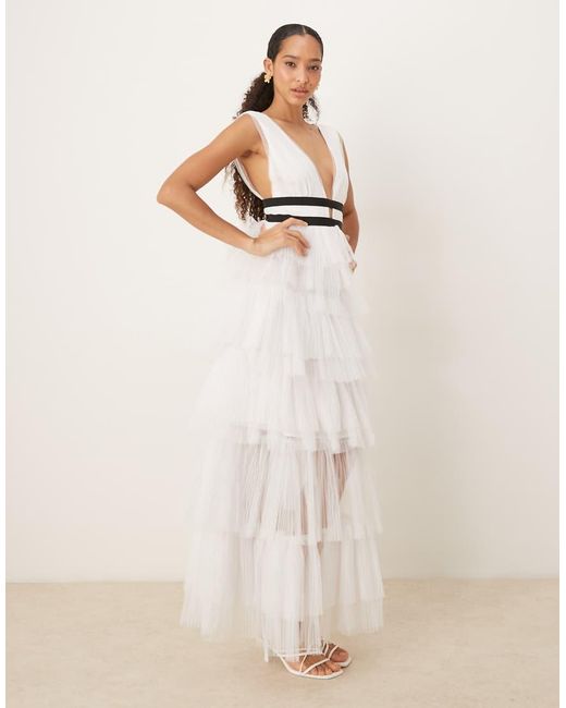 True Decadence Natural Tulle Maxi Dress
