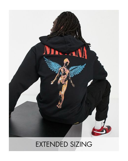 ASOS Cotton Oversized Hoodie With Nirvana Prints in Black for Men Lyst
