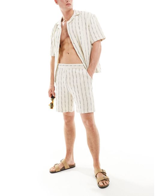 Pull&Bear White Striped Shorts for men