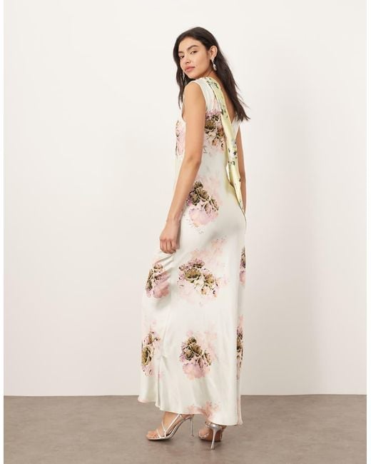 ARRANGE Asymmetrische Maxi Jurk Met Vlakken En Gemengde Bloemenprint in het Natural