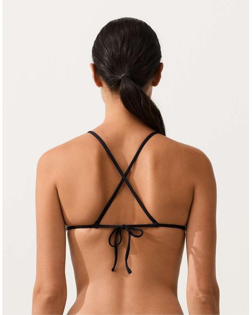 Oysho Black Crochet Triangle Bikini Top