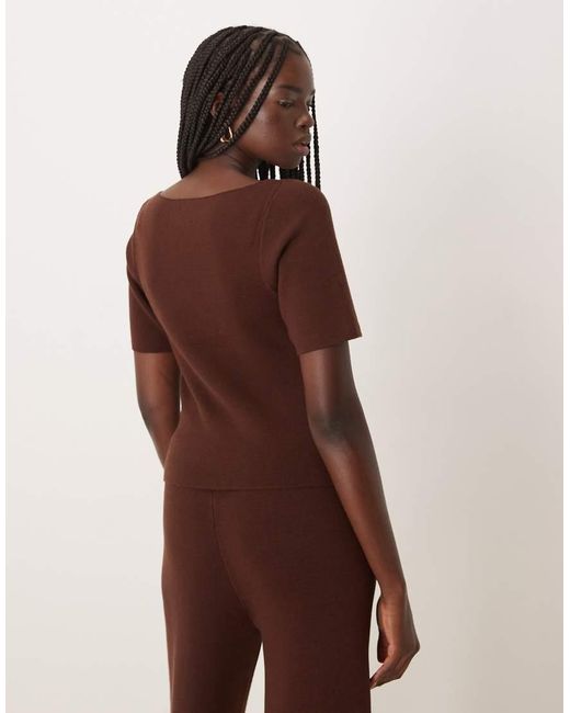 ASOS Brown Ruched Side Asymmetric T-shirt
