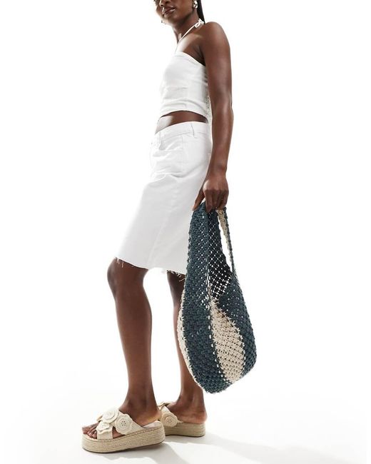 Pull&Bear Gehaakte Bucket Tas in het White